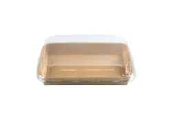 Barquette sushi en carton kraft + couvercle antibuée en PET 18,5 x 13 cm - 300 unités - Betik