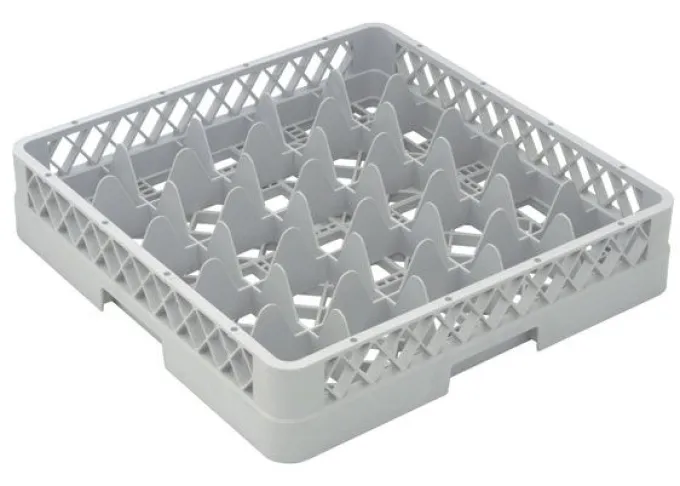 Base 25 Compartiments 500 x 500 x 100mm - Casier de Lavage pour verres - Gris - Matériel CHR Pro
