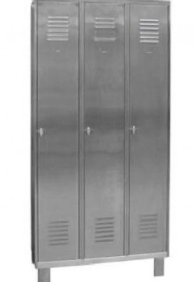 Bloc 3 Vestiaires Inox Industrie Propre sur Pieds - L 900 mm