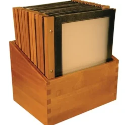 Boite protège-menus cadre en bois 20 porte-menus Securit noir - Format A4