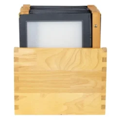 Boite protège-menus cadre en bois 20 porte-menus Securit noir - Format A4