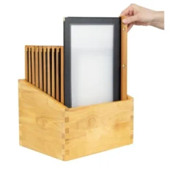 Boite protège-menus cadre en bois 20 porte-menus Securit noir - Format A4