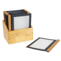 Boite protège-menus cadre en bois 20 porte-menus Securit noir - Format A4