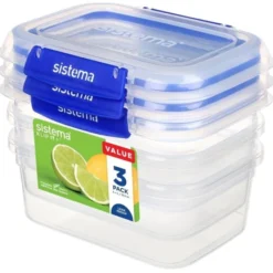 Boîte Alimentaire Rectangulaire Sistema Klip IT Plus 1 Litre - Lot de 3 - Sistema