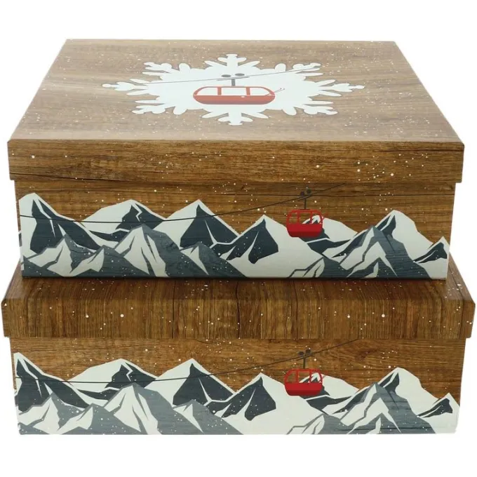 Boîte Carrée Carton Chalet Jeu de 2 Lot de 10 - Créapak