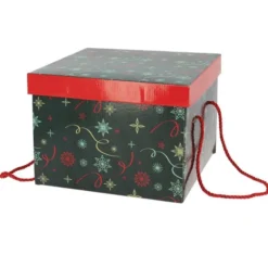 Boîte Carton Carrée Pliable Noel Vert 27X27 Lot de 20 - Créapak