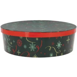 Boîte Carton Ronde Empilable Noel Vert Ø33 Lot de 10 - Créapak