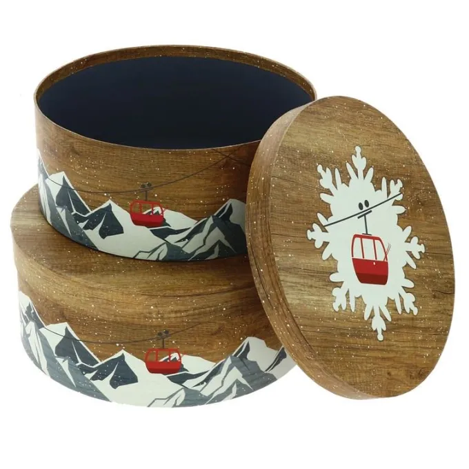 Boîte Ronde Carton Chalet Jeu de 2 Lot de 10 - Créapak
