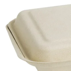 Boîtes 2 Compartiments avec Couvercle à Charnière Compostables en Bagasse 253mm - Lot de 200 - Fiesta Green