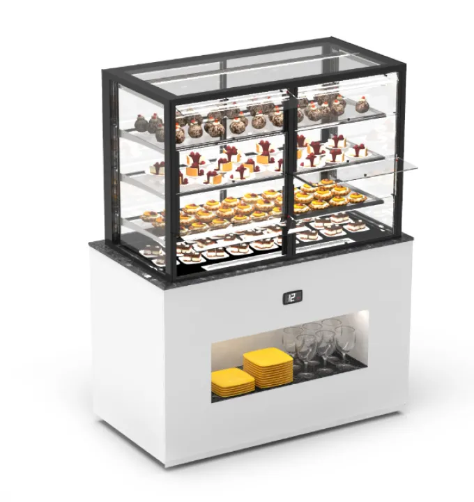 Buffet Neutre Série Integra avec Vitrine Supérieur - Accès Arrière et Frontal - H 1720 mm - Portes Battantes - Sayl