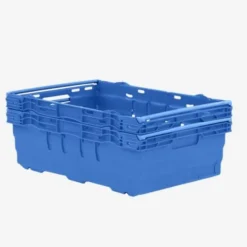 Caisse ajourée emboîtable, empilable sur barres 600 x 400 x 199 mm - 35 L – bleu - Gilac