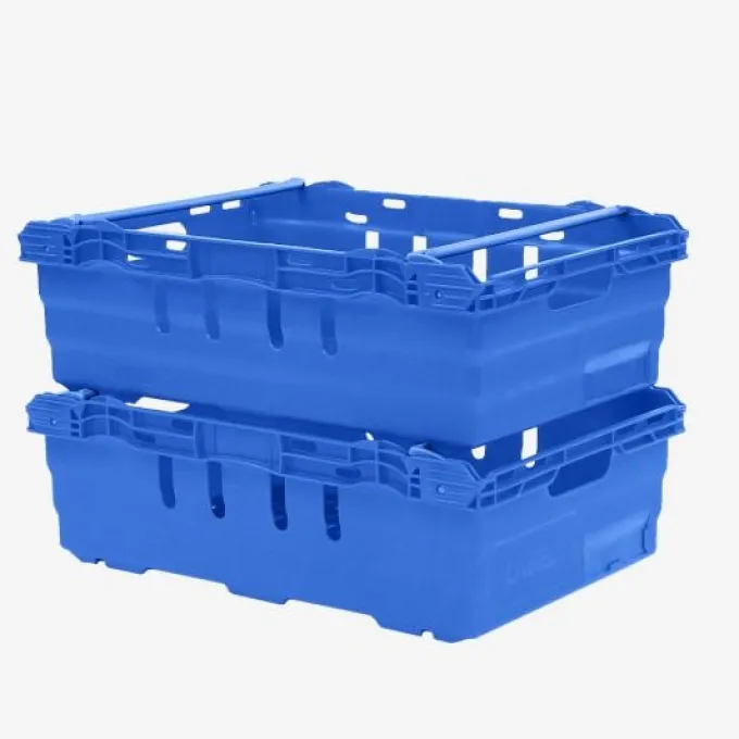 Caisse ajourée emboîtable, empilable sur barres 600 x 400 x 199 mm - 35 L – bleu - Gilac