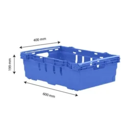 Caisse ajourée emboîtable, empilable sur barres 600 x 400 x 199 mm - 35 L – bleu - Gilac