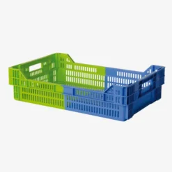 Caisse ajourée empilable emboitable 600 x 400 x 153 mm bicolore 27 L - bleu/vert - Gilac