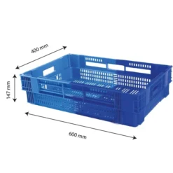 Caisse ajourée empilable emboitable 600 x 400 x 147 mm bicolore 26 L - bleu/bleu - Gilac