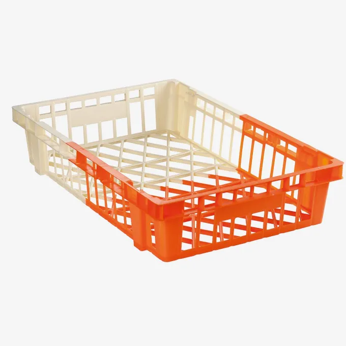 Caisse légère empilable emboîtable 600 x 400 x 120 mm bicolore 20 L - ivoire/orange - Gilac