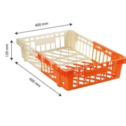 Caisse légère empilable emboîtable 600 x 400 x 120 mm bicolore 20 L - ivoire/orange - Gilac