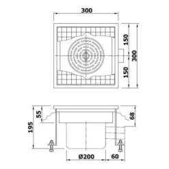 Caniveau de Sol pour Cuisine Professionnelle 300 - Sortie Horizontale - Combisteel