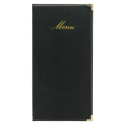 Carte Menu long simili-cuir - 1 double insert inclus (présente 4 pages) - Securit