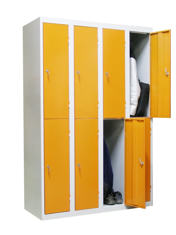 Casier Vestiaire Monobloc Acier 4 Colonnes 8 Cases - L 1200 mm