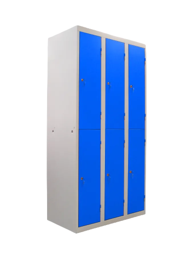 Casier Vestiaire Monobloc Acier 3 Colonnes 6 Cases - L 900 mm
