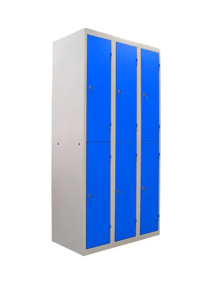 Casier Vestiaire Monobloc Acier 3 Colonnes 6 Cases - L 900 mm