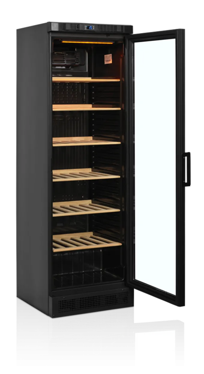 Cave à Vin pour 118 Bouteilles CPV1380E Porte Vitrée/Battante - Couleur Noire - Tefcold