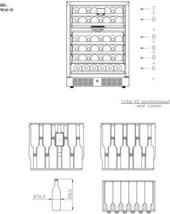 Cave à Vin Professionnelle Bi-Zone TFW200-2S pour 45 Bouteilles - TEFCOLD