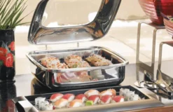 Chafing Dish Inox Carré avec Couvercle en Verre 5,8 L - Pujadas