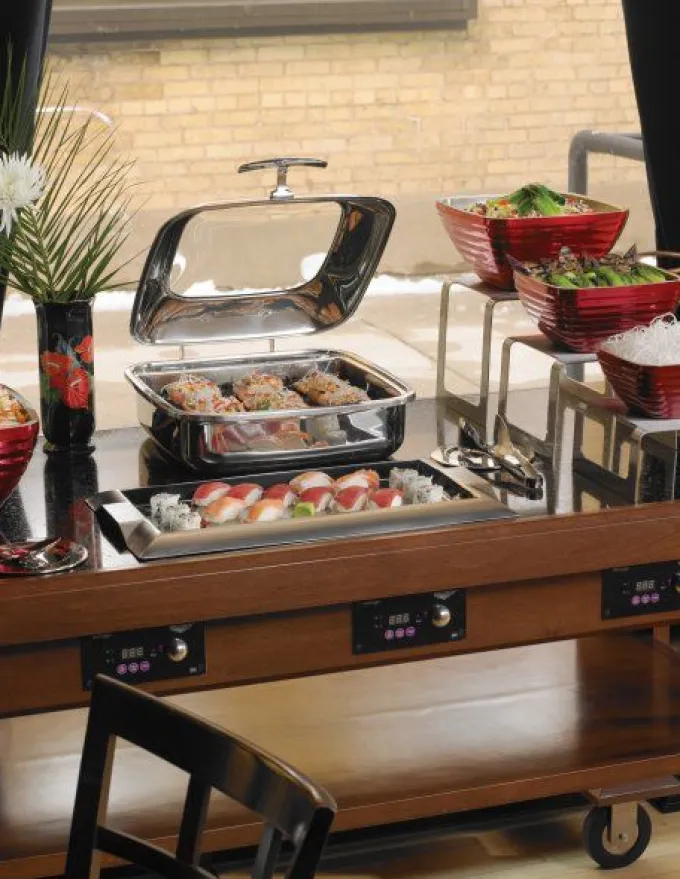 Chafing Dish Inox Carré avec Couvercle en Verre 5,8 L - Pujadas