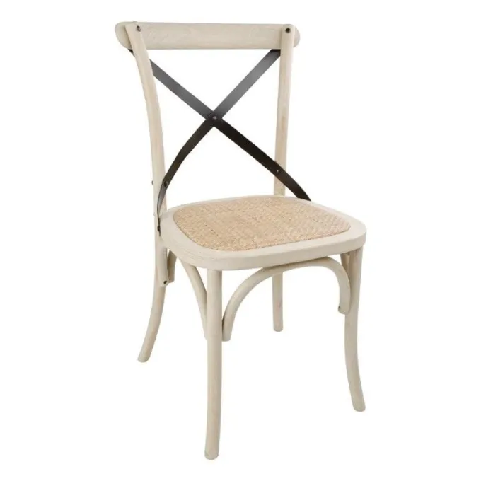 Chaise Bistro avec dossier croisé sable - Lot de 2