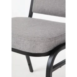 Chaise de banquet avec dossier carré et tissu gris - Lot de 4