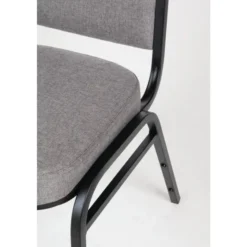 Chaise de banquet avec dossier carré et tissu gris - Lot de 4