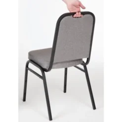 Chaise de banquet avec dossier carré et tissu gris - Lot de 4