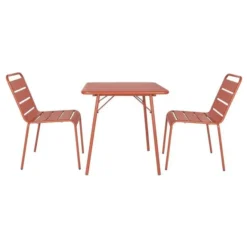 Chaise à Lattes en Acier Couleur Terracotta - Lot de 4 - Bolero