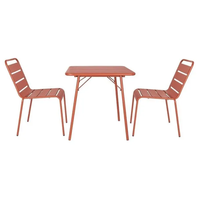 Chaise à Lattes en Acier Couleur Terracotta - Lot de 4 - Bolero