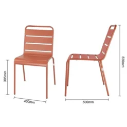 Chaise à Lattes en Acier Couleur Terracotta - Lot de 4 - Bolero