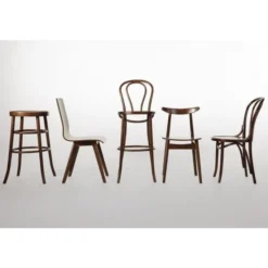 Chaises Bistrot en Bois Courbé Finition Noyer
