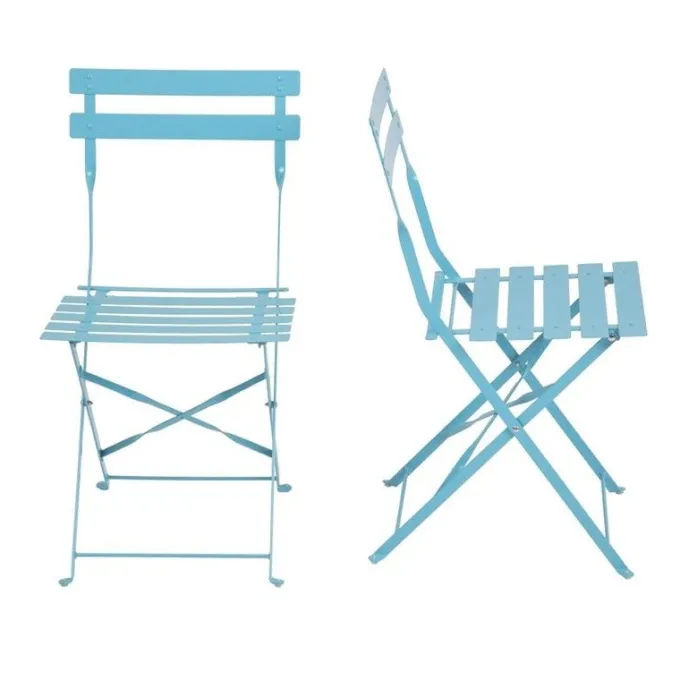 Chaises de Terrasse Bleu Turquoise en Acier - Lot de 2 - Bolero