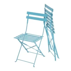 Chaises de Terrasse Bleu Turquoise en Acier - Lot de 2 - Bolero
