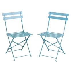 Chaises de Terrasse Bleu Turquoise en Acier - Lot de 2 - Bolero