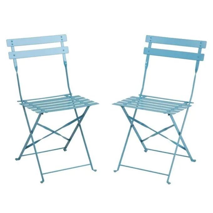 Chaises de Terrasse Bleu Turquoise en Acier - Lot de 2 - Bolero