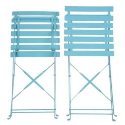 Chaises de Terrasse Bleu Turquoise en Acier - Lot de 2 - Bolero