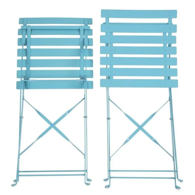 Chaises de Terrasse Bleu Turquoise en Acier - Lot de 2 - Bolero