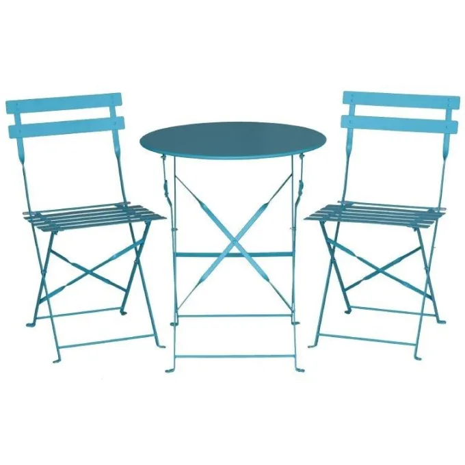 Chaises de Terrasse Bleu Turquoise en Acier - Lot de 2 - Bolero