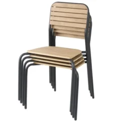 Chaises d'Extérieur Effet Bois - Lot de 4 - Bolero