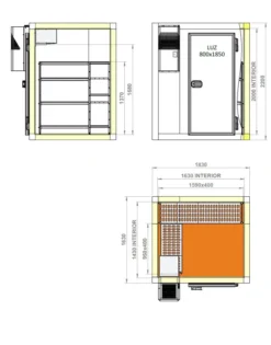 Chambre Froide Négative Epaisseur 100 mm - 1830 x 1630 x 2200 mm - Coreco