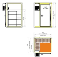 Chambre Froide Positive Epaisseur 80 mm - 1590 x 1390 x 2160 mm - Coreco