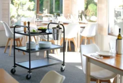 Chariot de Service Inox Finition Noir Mat 905x585x(H)945mm - Hendi