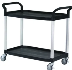 Chariot de service polypropylène Noir 2 Plateaux 1100 x 520 x H950 mm - Matériel CHR Pro